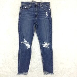 Joe's Womens Jeans Michelle High Rise Skinny Ankle Blue Denim Ripped Raw Hem 29